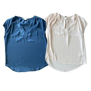 H&M V-Neck Cap-Sleeve Polyester Satin Blouse Top Bundle (2) Size XS\2&4